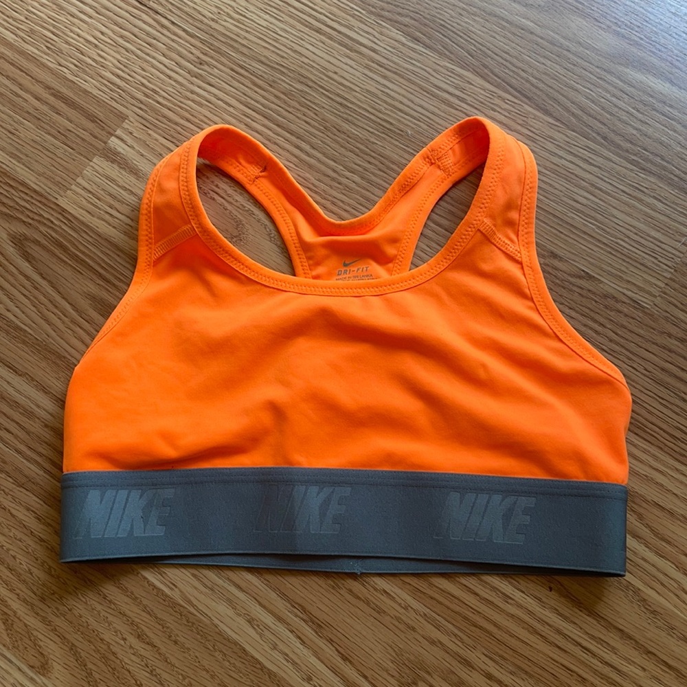 Orange Nike sports bra